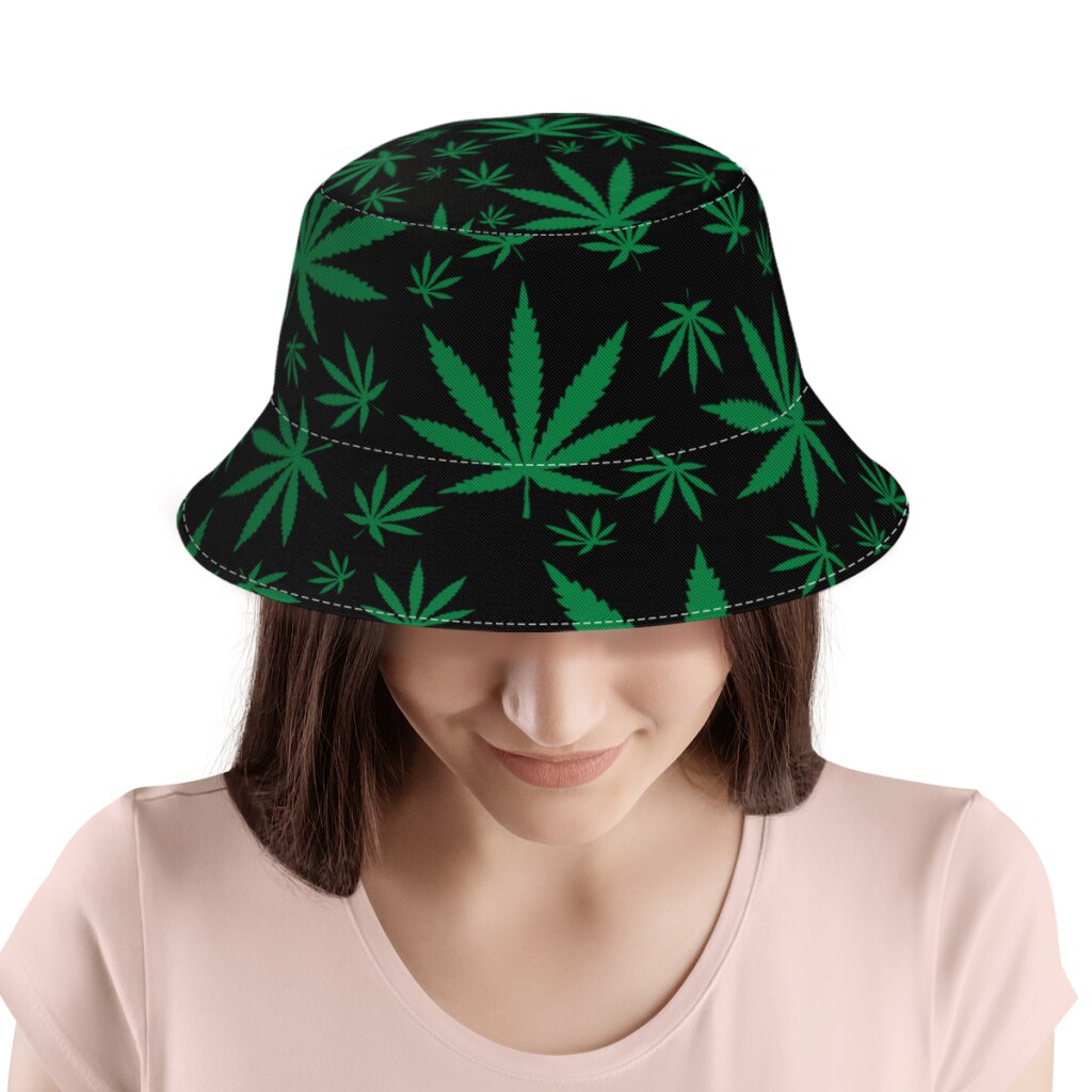 Unisex Summer Weed Leaf Pattern Bucket Hat