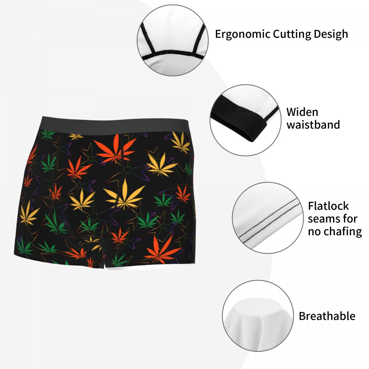 Colorful Cannabis Leaf Men's Underwear