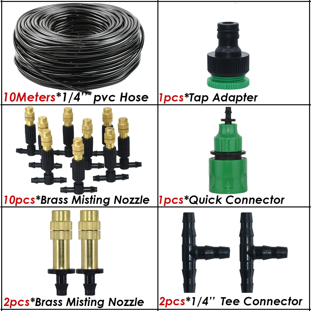 5M-30M 4/7mm Brass Tee Atomizer Nozzle Hose Garden Irrigation System