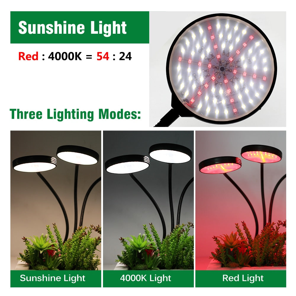 LED Grow Light USB Full Spectrum Plant Growing Lamp with 5-Level Dimmable Lamp