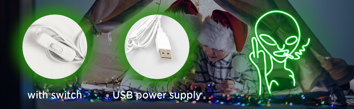 7 Color LED Neon Smoking Alien Wall Decor