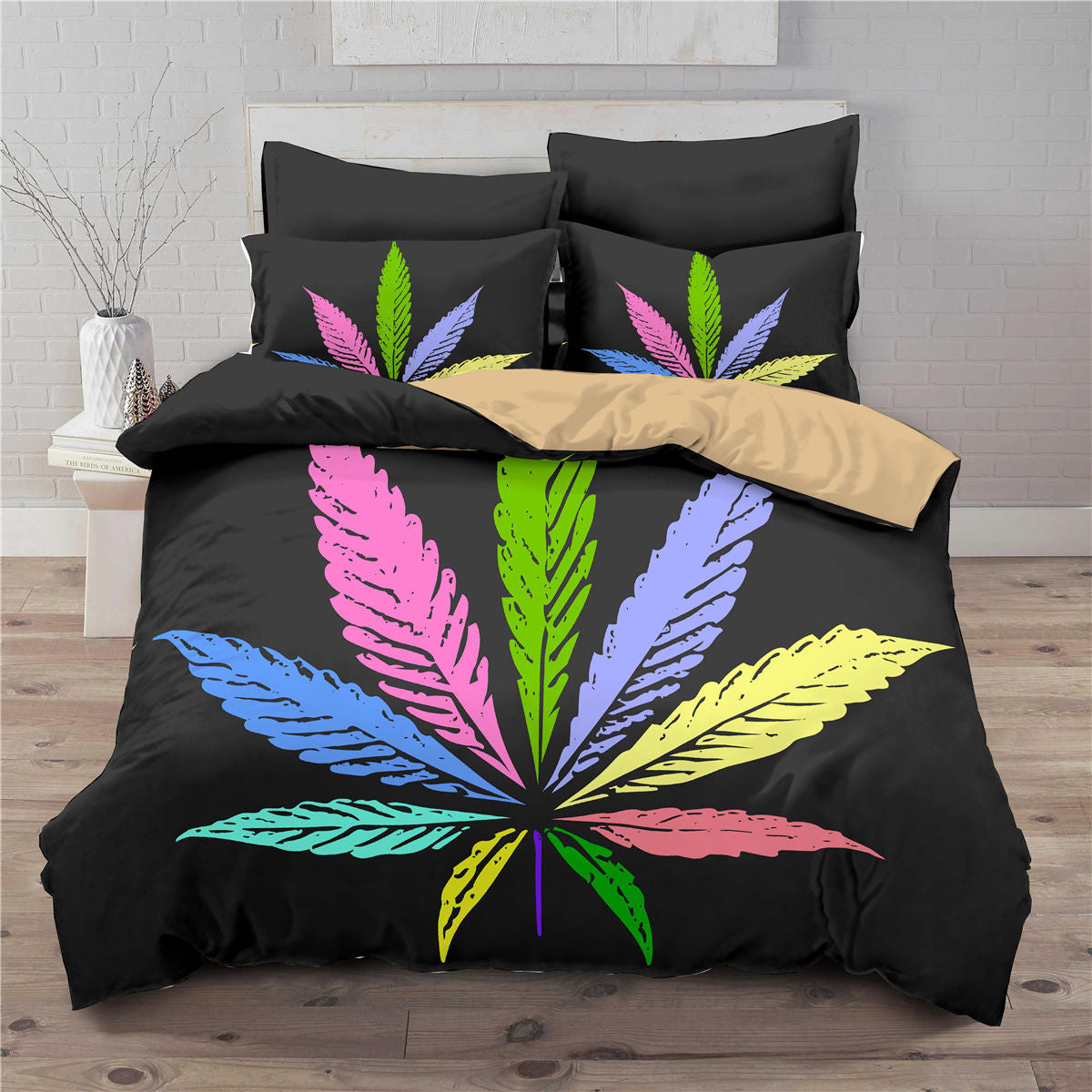 Assorted Vibrant Color Marijuana Leaf Duvet Cover Bedding Sets