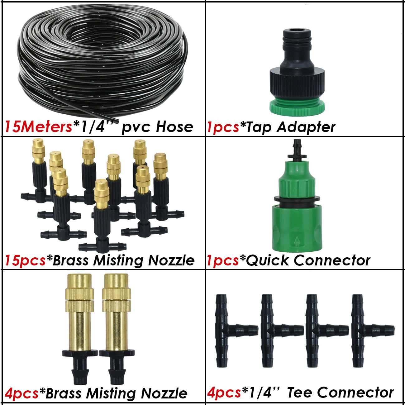 5M-30M 4/7mm Brass Tee Atomizer Nozzle Hose Garden Irrigation System