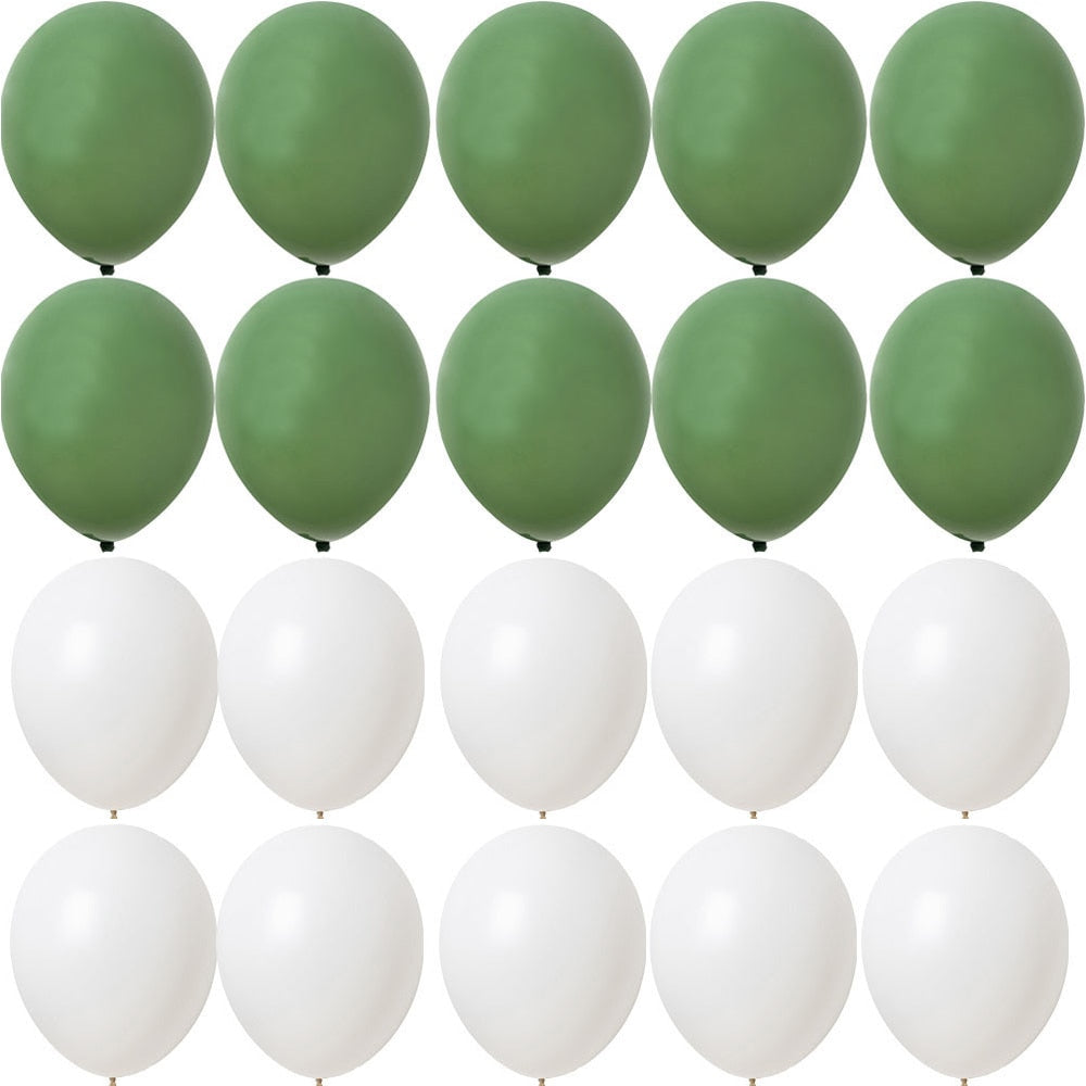15/20PCS 10inch Green White Gold Balloons