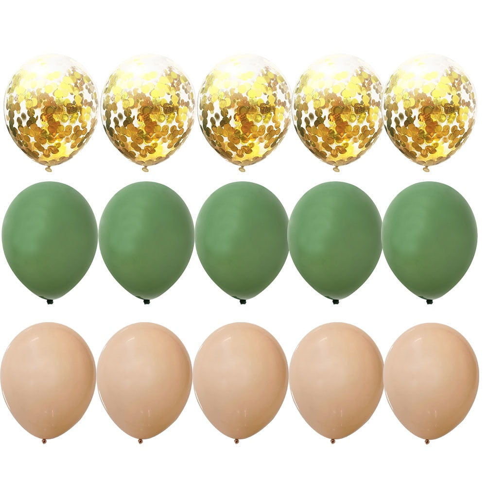 15/20PCS 10inch Green White Gold Balloons