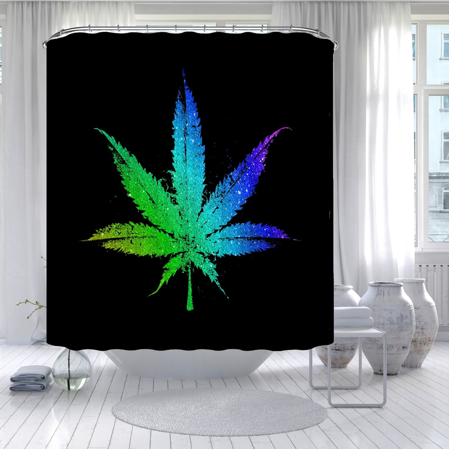 Assorted Marijuana Leaf Shower Curtains