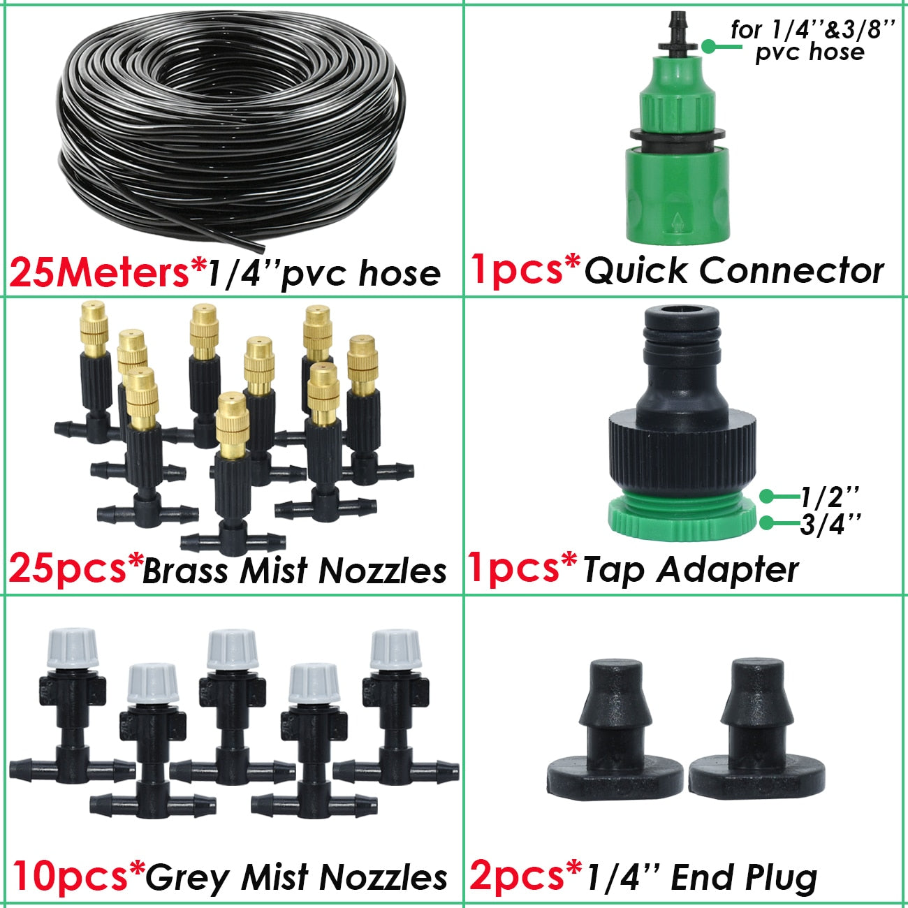 5M-30M 4/7mm Brass Tee Atomizer Nozzle Hose Garden Irrigation System