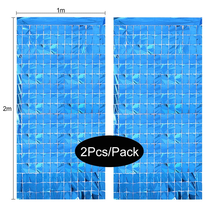 Assorted Color 2Pack Metallic Foil Fringe Tinsel Party Backdrop/Curtains