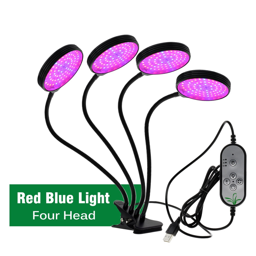 LED Grow Light USB Full Spectrum Plant Growing Lamp with 5-Level Dimmable Lamp