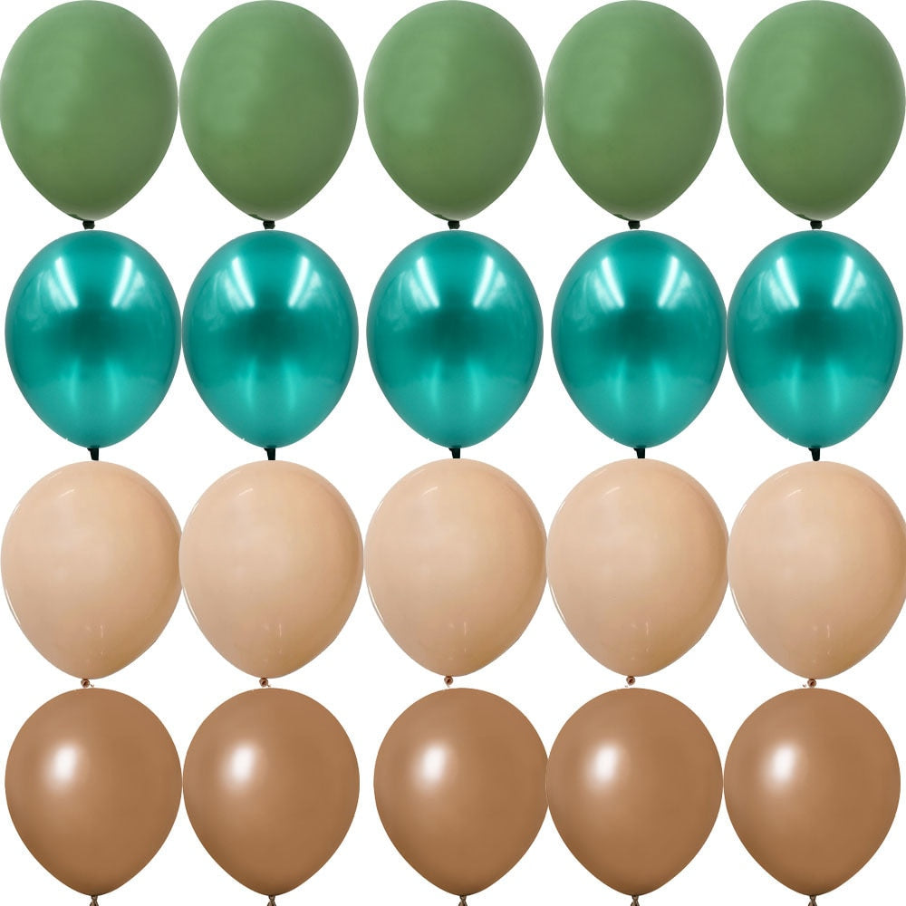 15/20PCS 10inch Green White Gold Balloons