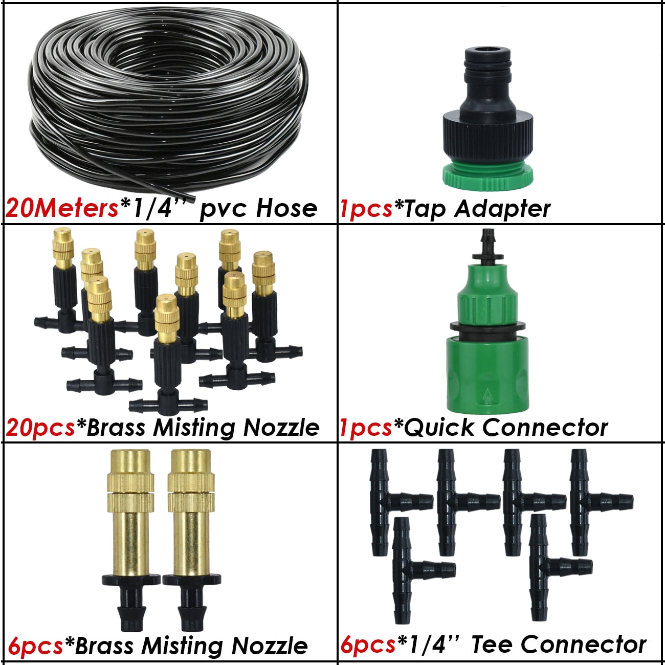 5M-30M 4/7mm Brass Tee Atomizer Nozzle Hose Garden Irrigation System