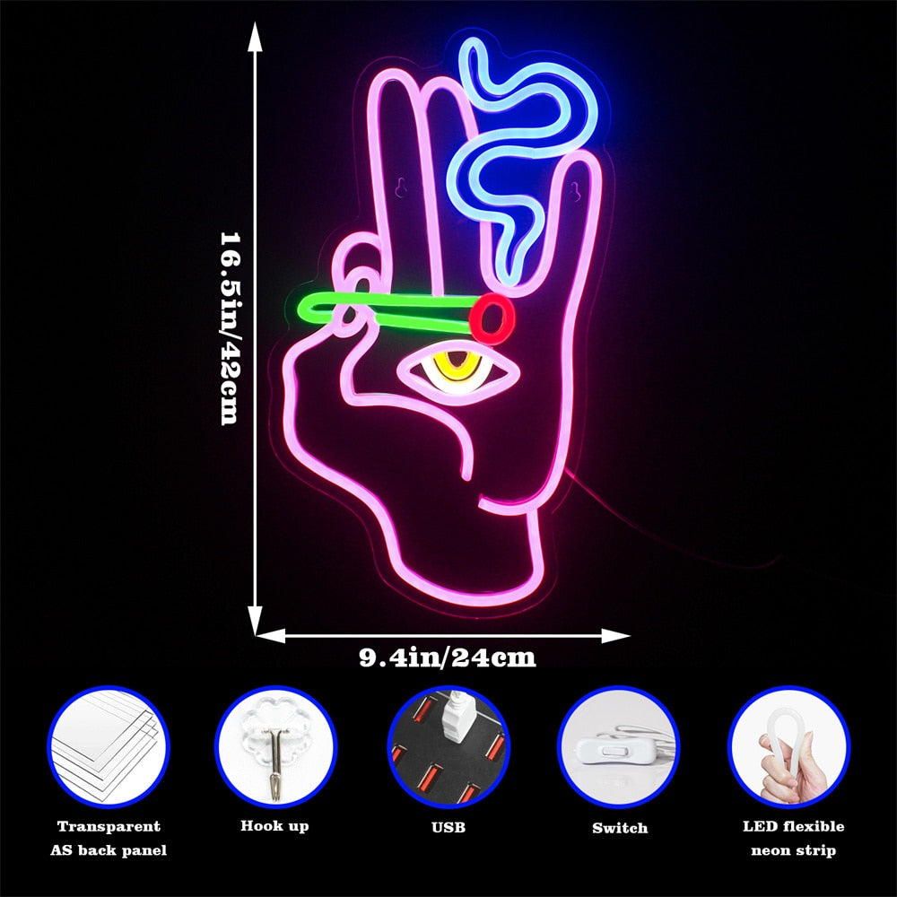 7 Color LED Smoking Hand Wall Decor