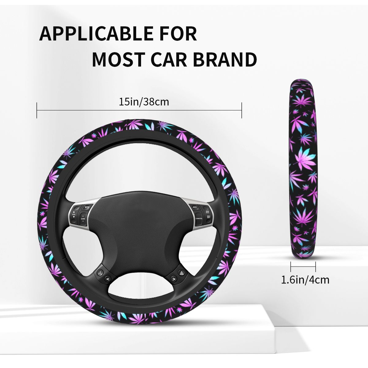 Cannabis Leaves Car Steering Wheel Cover
