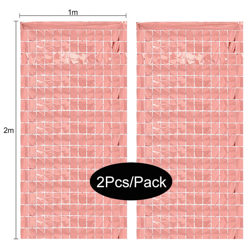 Assorted Color 2Pack Metallic Foil Fringe Tinsel Party Backdrop/Curtains