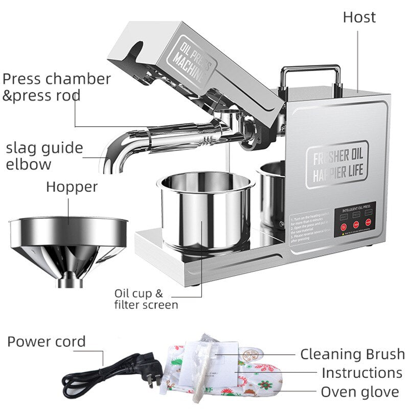 DEAROK-B03 Hydraulic Intelligent Stainless Steel 820W Oil Press Oil Extraction Machine