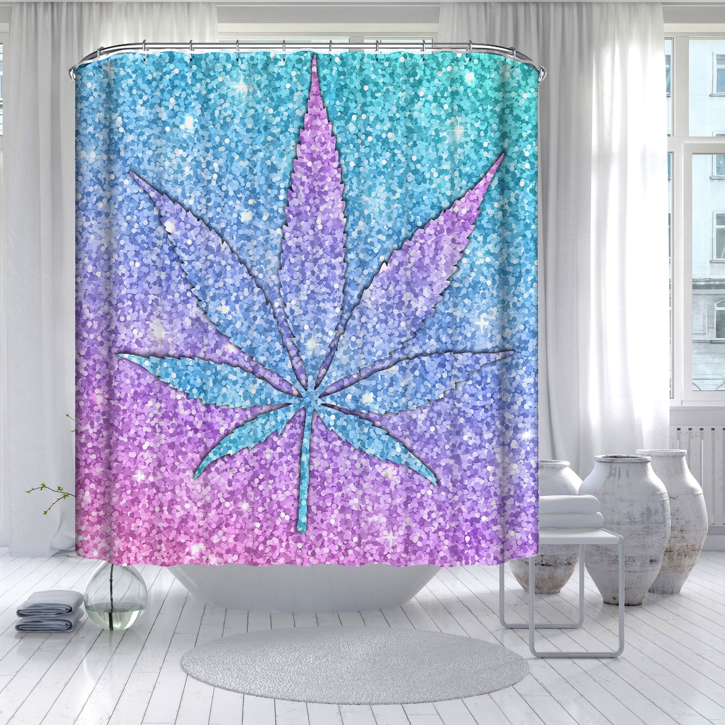 Assorted Marijuana Leaf Shower Curtains
