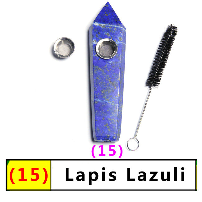 Assorted Color Natural Crystal Rough Polished  Six-Sided Single-Pointed Smoking Pipes