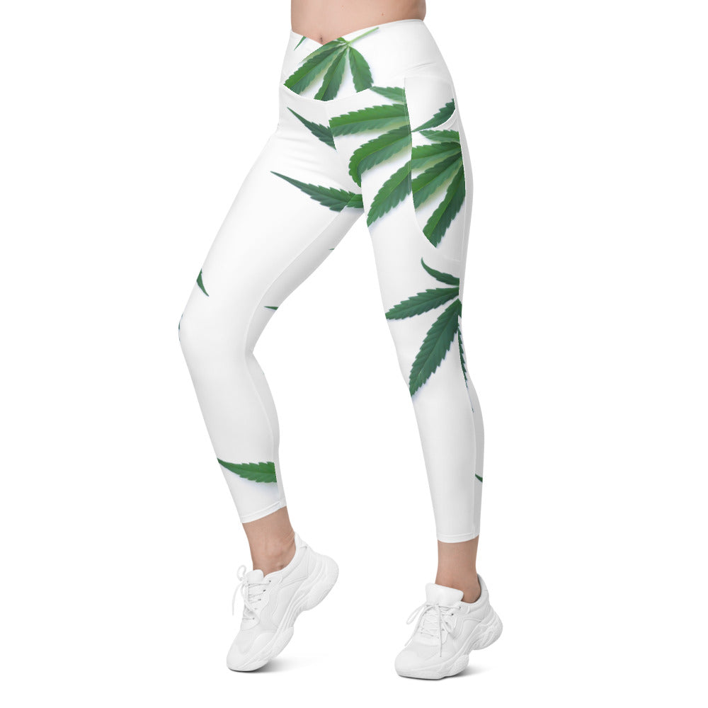 White Indica Collection Crossover leggings with pockets