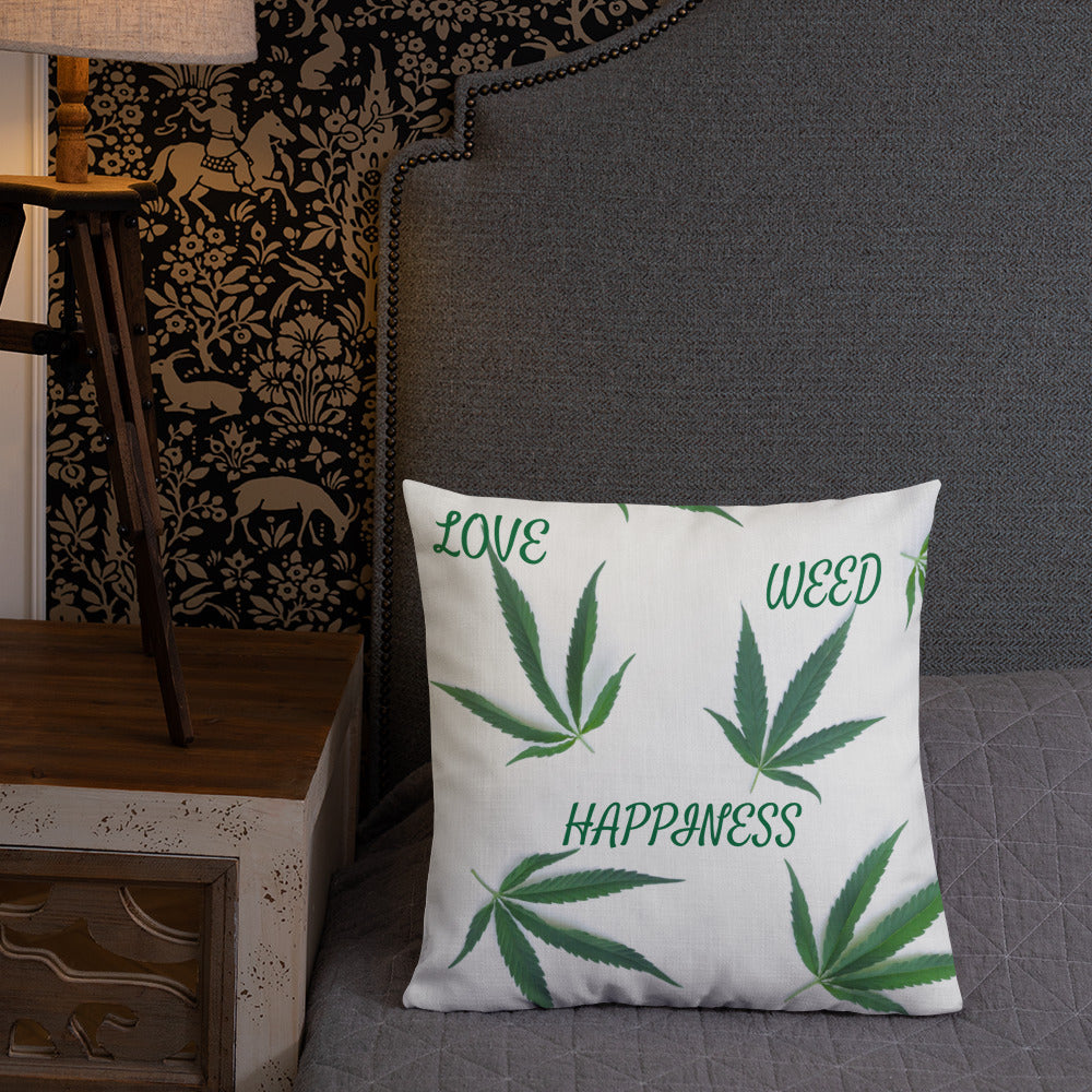 Love, Weed, Happiness Collection Premium Pillow