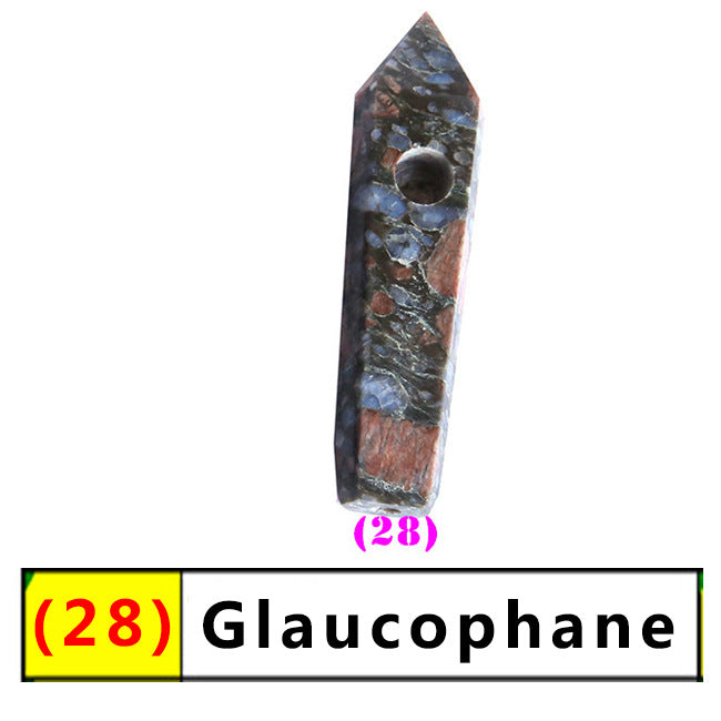 Assorted Color Natural Crystal Rough Polished  Six-Sided Single-Pointed Smoking Pipes