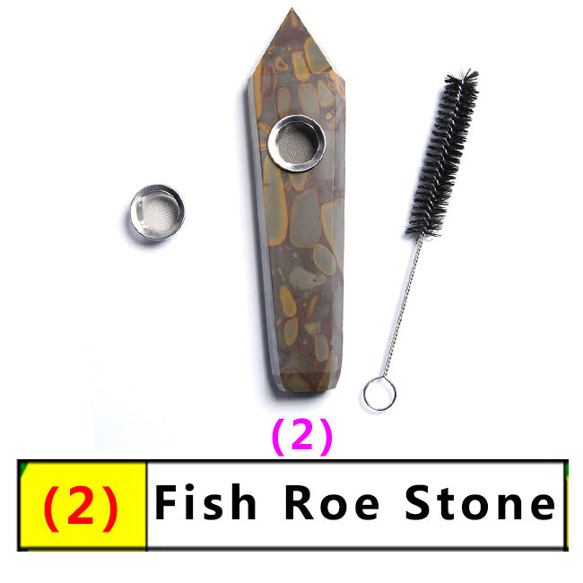 Assorted Color Natural Crystal Rough Polished  Six-Sided Single-Pointed Smoking Pipes