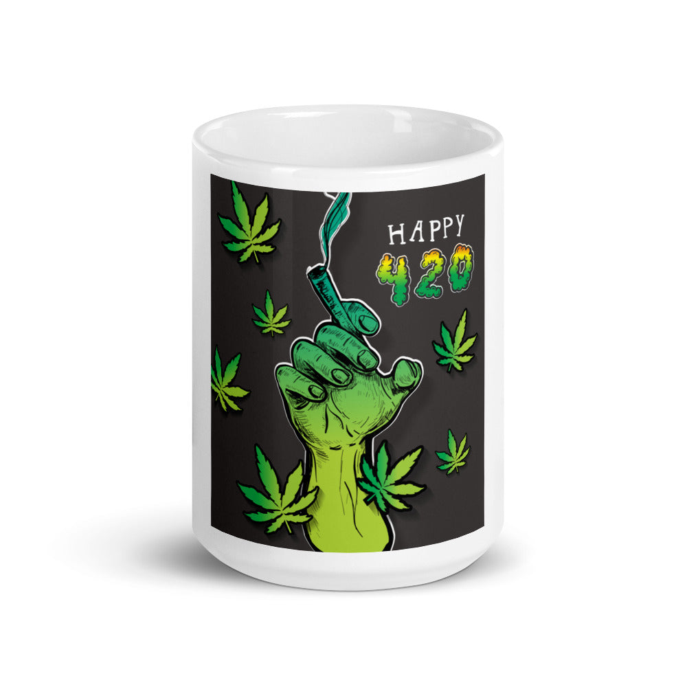 420 Collection White glossy mug