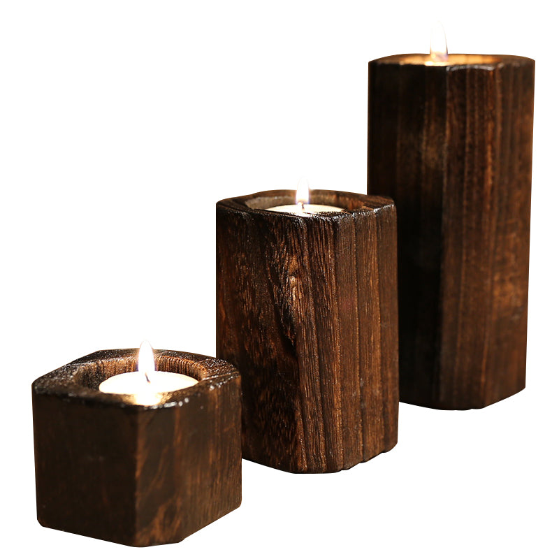 Solid wood candle holder