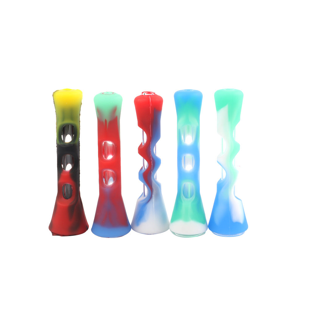 Colorful Horn Silicone Camouflage Glass Bong