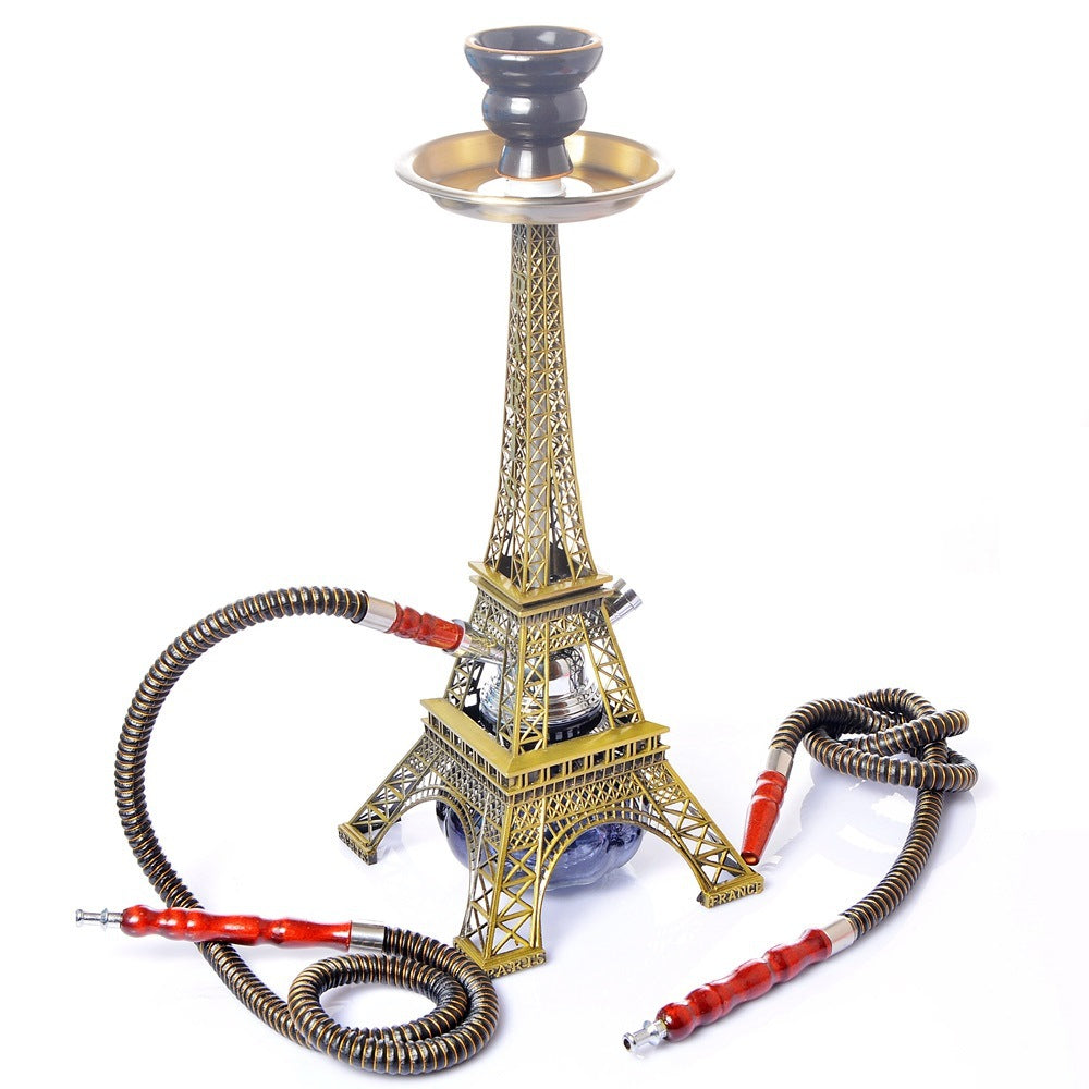 Eiffel Tower Arabian Double Pipe Hookah Set
