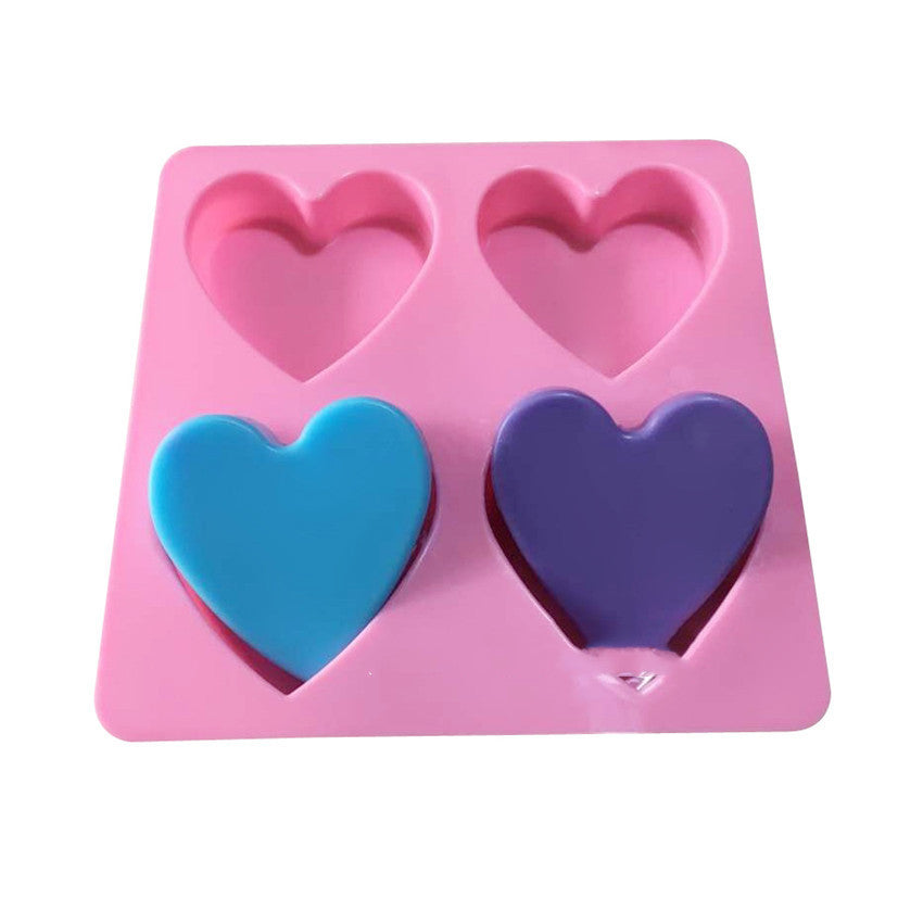 Handmade Soap Mold Four Heart-shaped Cake Molds