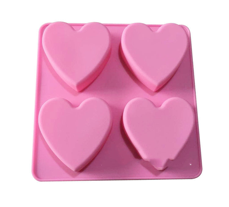 Handmade Soap Mold Four Heart-shaped Cake Molds