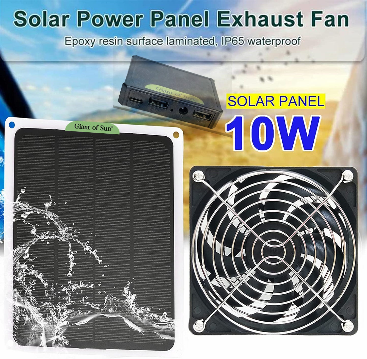 Solar Panel Fan Waterproof Exhaust Ventilator