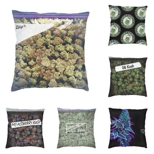Assorted Cannabis-Themed Extra Large Dank Square Pillow Cases