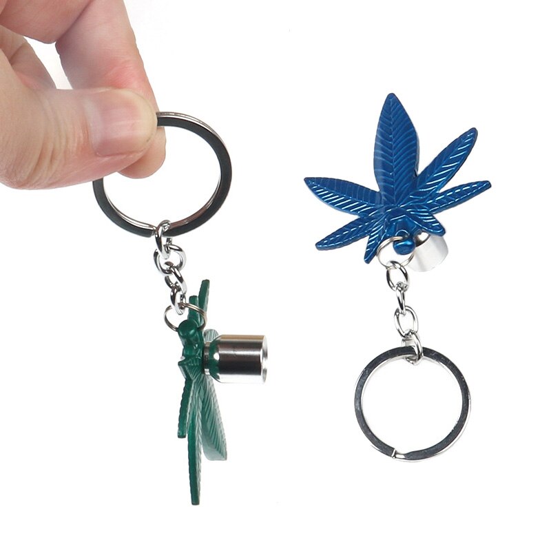 Cannabis / Marijuana Leaf Metal Smoking Pipes with Key Ring