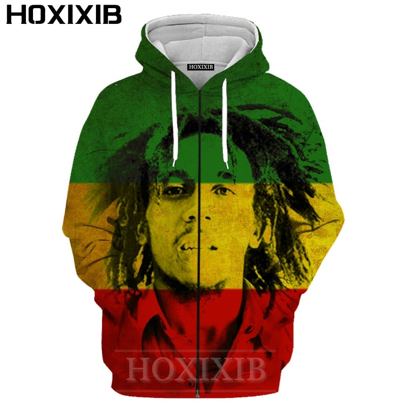 Assorted Men's Bob Marley 3D Print Hoodies