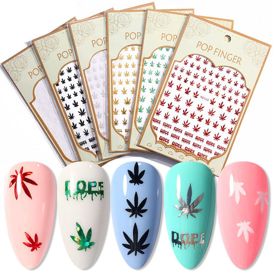 Assorted 3D Weed Nail Art Decal Self Adhesive Nail Stickers