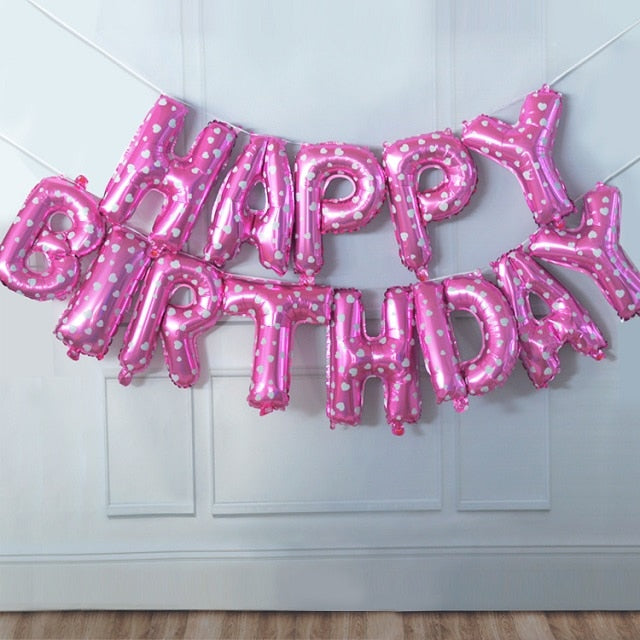 Assorted Color 13pc Gold Foil Letter Happy Birthday Balloon Sets