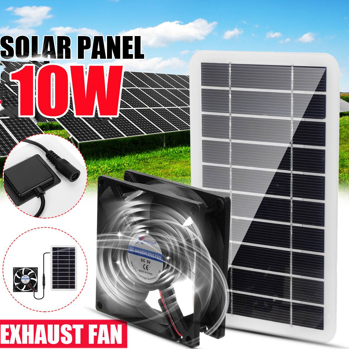 10W Solar Greenhouse Exhaust Fan