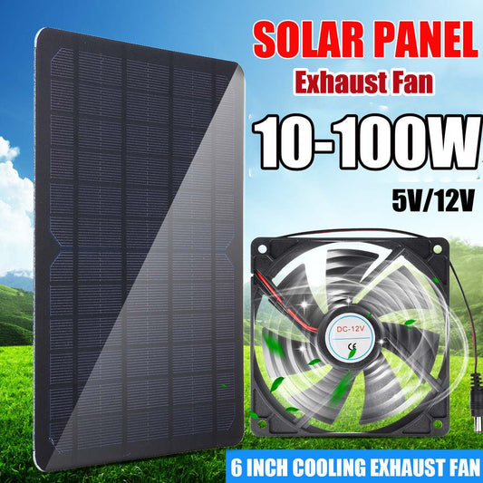 100W/50W 12V Greenhouse Solar Exhaust Fan