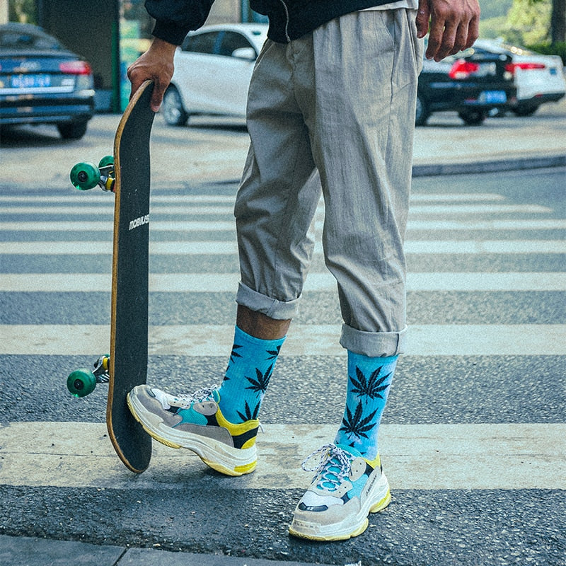 Tie-dye Cannabis Leaf  Skateboard Socks