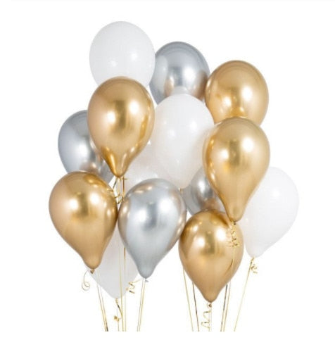 20pc Metal Gold Silver Balloons