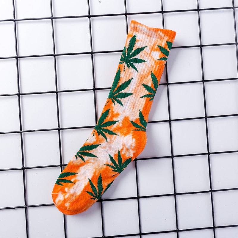 Tie-dye Cannabis Leaf  Skateboard Socks