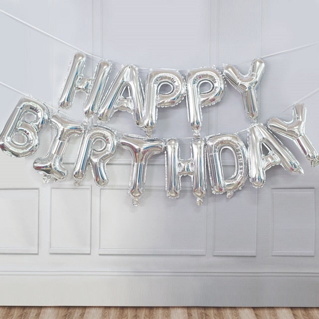 Assorted Color 13pc Gold Foil Letter Happy Birthday Balloon Sets