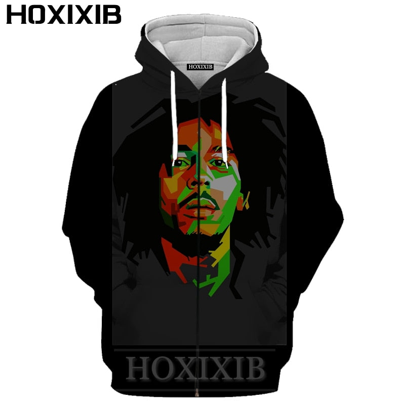 Assorted Men's Bob Marley 3D Print Hoodies