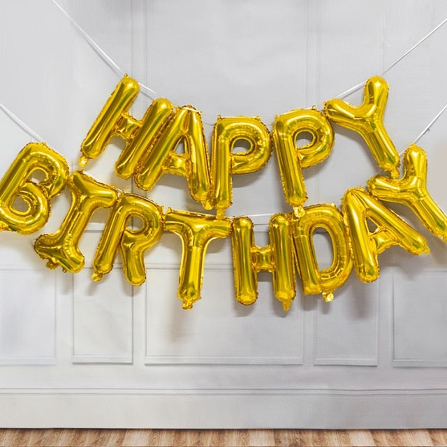 Assorted Color 13pc Gold Foil Letter Happy Birthday Balloon Sets