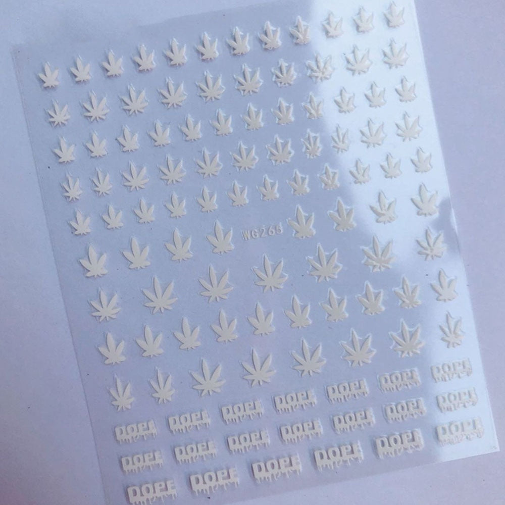 Assorted 3D Weed Nail Art Decal Self Adhesive Nail Stickers