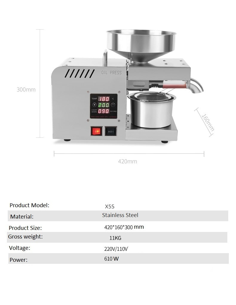 X5S 220V / 110V Intelligent Oil Press Automatic Extraction Machine