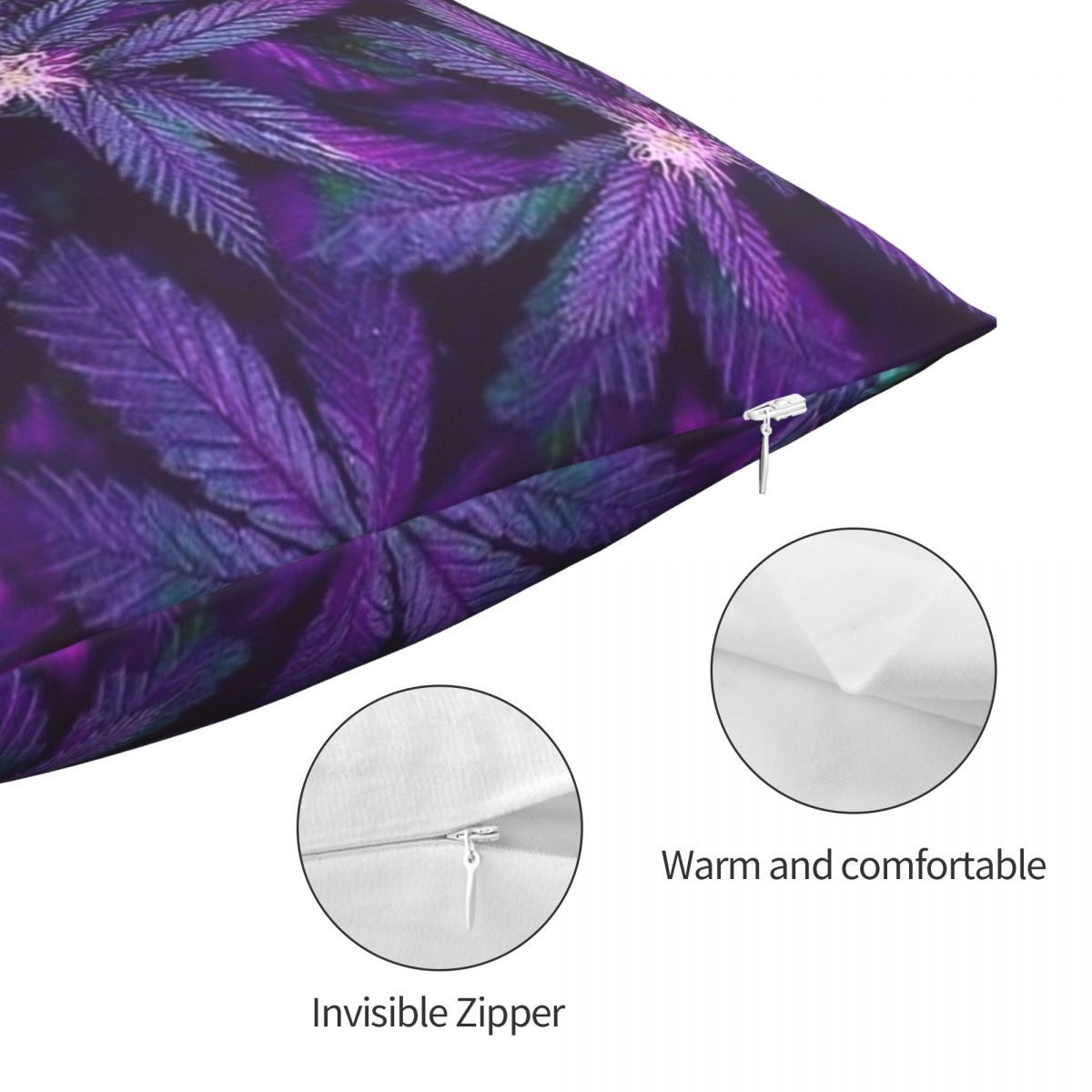 Purple Haze Leaf Square Pillowcase