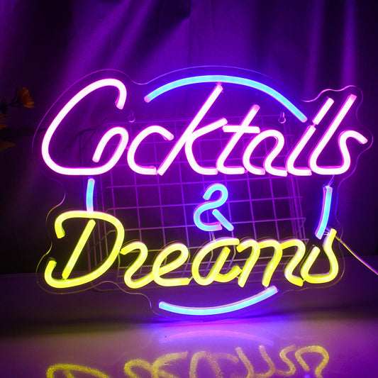 Cocktails & Dreams LED Neon Sign Wall Decor