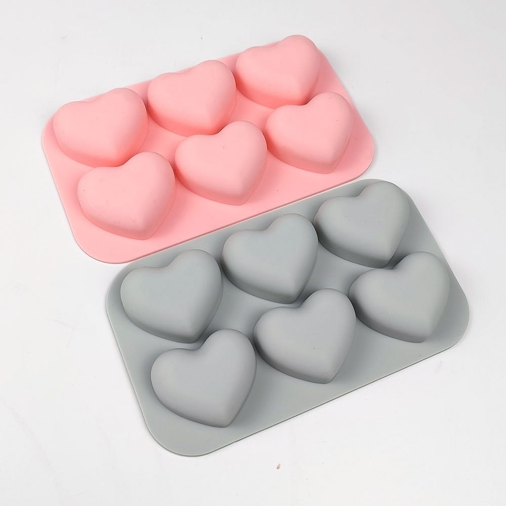 6 Cavity Heart Silicone Soap Mold